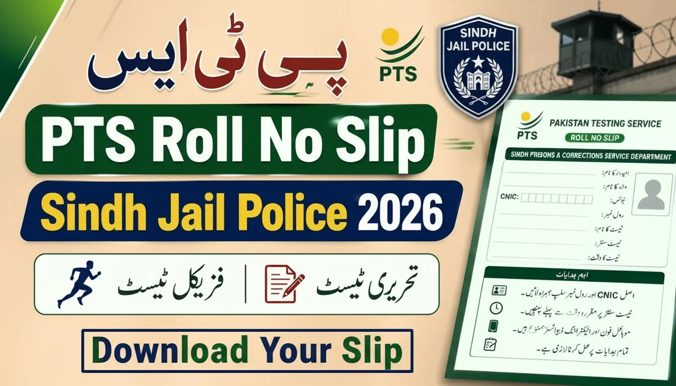 PTS Roll No Slip Sindh Jail Police 2026 Physical & Written Test